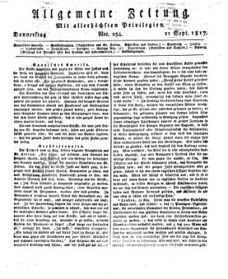 Allgemeine Zeitung Donnerstag 11. September 1817