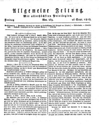 Allgemeine Zeitung Freitag 26. September 1817