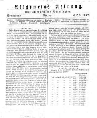 Allgemeine Zeitung Samstag 18. Oktober 1817