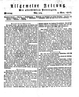 Allgemeine Zeitung Montag 10. November 1817