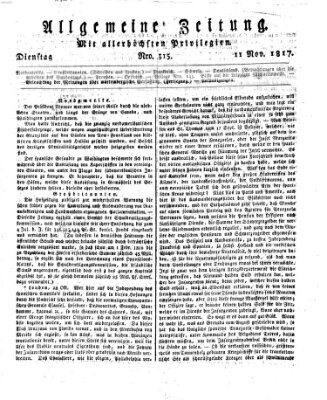 Allgemeine Zeitung Dienstag 11. November 1817