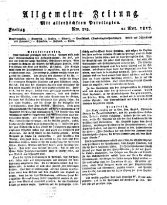 Allgemeine Zeitung Freitag 21. November 1817