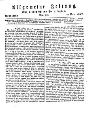 Allgemeine Zeitung Samstag 22. November 1817