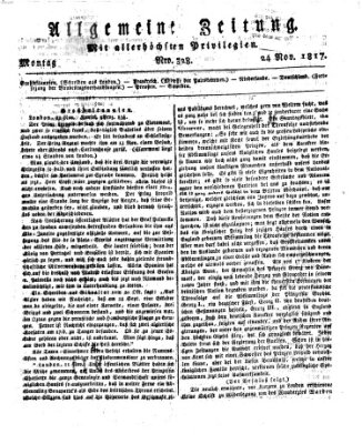 Allgemeine Zeitung Montag 24. November 1817