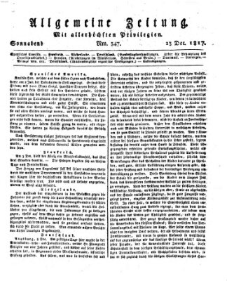Allgemeine Zeitung Samstag 13. Dezember 1817