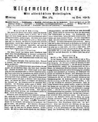 Allgemeine Zeitung Montag 29. Dezember 1817