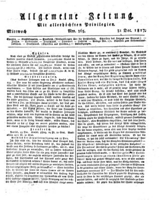 Allgemeine Zeitung Mittwoch 31. Dezember 1817