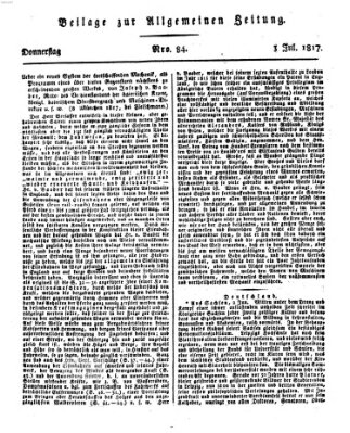 Allgemeine Zeitung Donnerstag 3. Juli 1817
