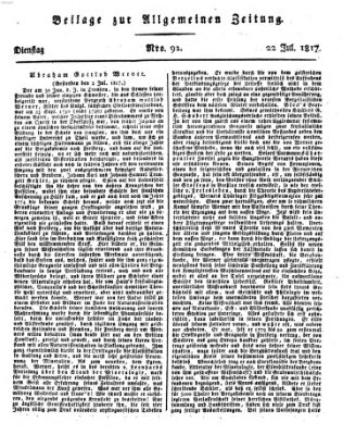 Allgemeine Zeitung Dienstag 22. Juli 1817