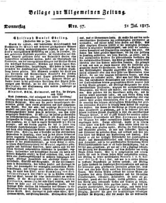 Allgemeine Zeitung Donnerstag 31. Juli 1817