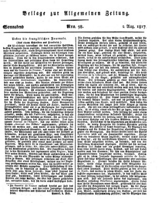 Allgemeine Zeitung Samstag 2. August 1817