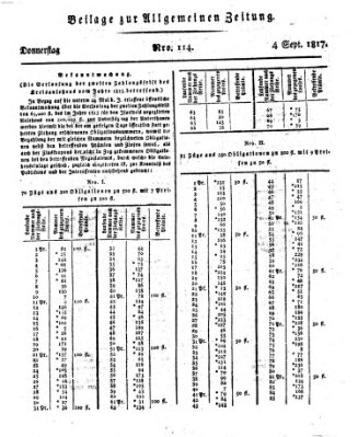 Allgemeine Zeitung Donnerstag 4. September 1817