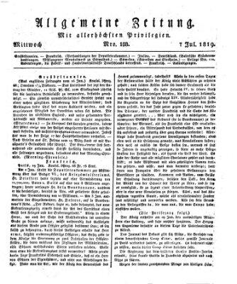 Allgemeine Zeitung Mittwoch 7. Juli 1819