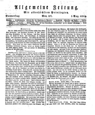 Allgemeine Zeitung Donnerstag 5. August 1819