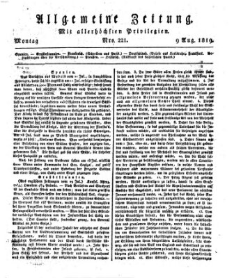 Allgemeine Zeitung Montag 9. August 1819