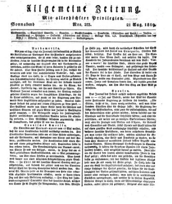 Allgemeine Zeitung Samstag 21. August 1819