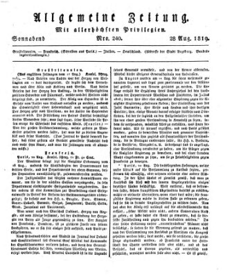 Allgemeine Zeitung Samstag 28. August 1819