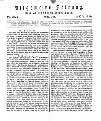 Allgemeine Zeitung Dienstag 5. Oktober 1819