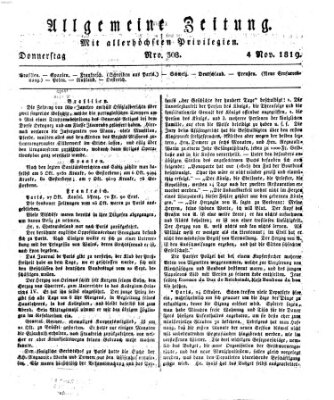 Allgemeine Zeitung Donnerstag 4. November 1819