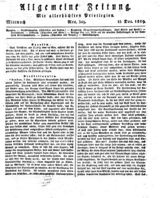 Allgemeine Zeitung Mittwoch 15. Dezember 1819