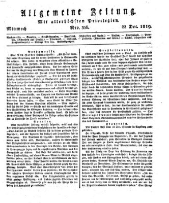 Allgemeine Zeitung Mittwoch 22. Dezember 1819
