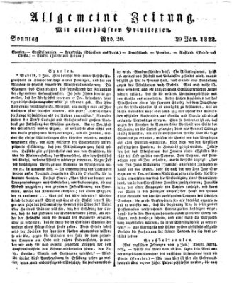 Allgemeine Zeitung Sonntag 20. Januar 1822