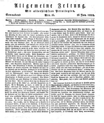 Allgemeine Zeitung Samstag 26. Januar 1822