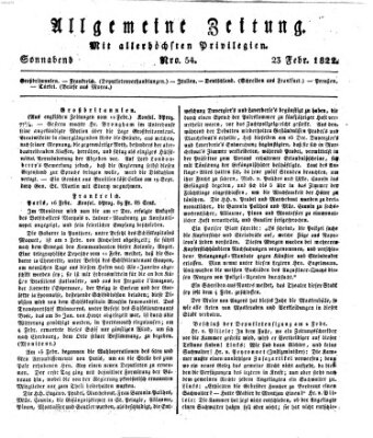 Allgemeine Zeitung Samstag 23. Februar 1822