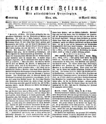 Allgemeine Zeitung Sonntag 14. April 1822