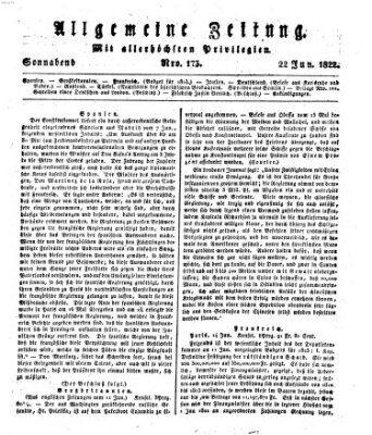 Allgemeine Zeitung Samstag 22. Juni 1822