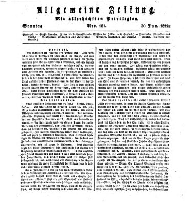 Allgemeine Zeitung Sonntag 30. Juni 1822