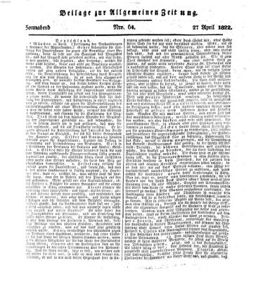 Allgemeine Zeitung Samstag 27. April 1822
