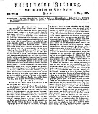 Allgemeine Zeitung Dienstag 5. August 1823