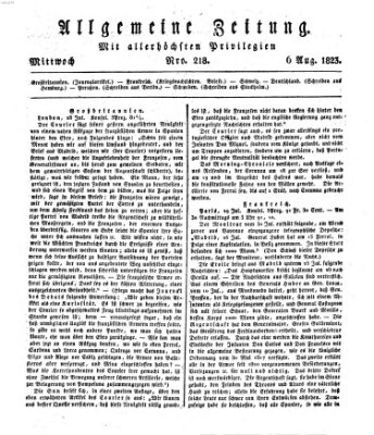 Allgemeine Zeitung Mittwoch 6. August 1823
