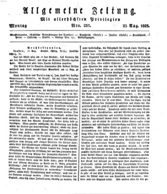 Allgemeine Zeitung Montag 25. August 1823