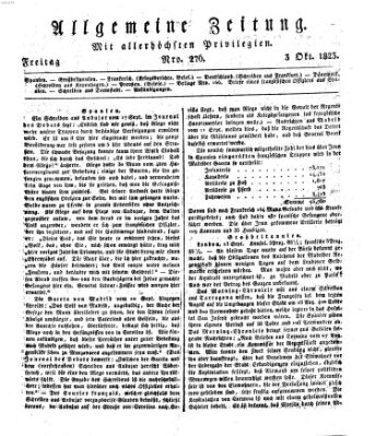 Allgemeine Zeitung Freitag 3. Oktober 1823