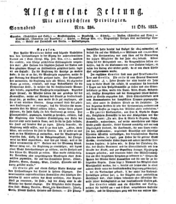 Allgemeine Zeitung Samstag 11. Oktober 1823