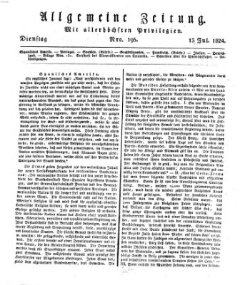 Allgemeine Zeitung Dienstag 13. Juli 1824