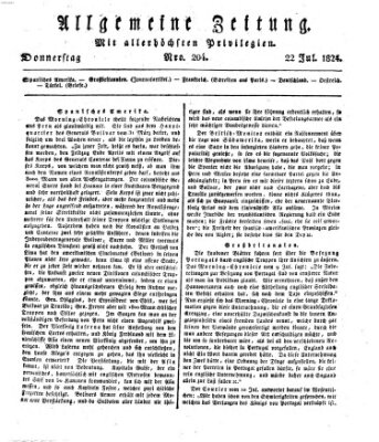 Allgemeine Zeitung Donnerstag 22. Juli 1824