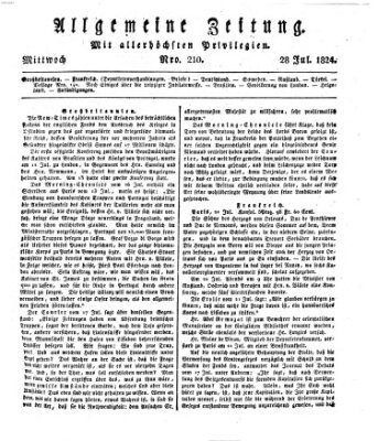 Allgemeine Zeitung Mittwoch 28. Juli 1824