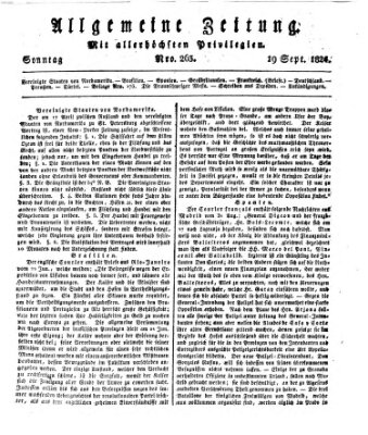 Allgemeine Zeitung Sonntag 19. September 1824