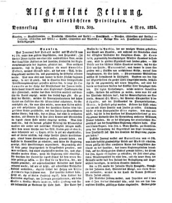 Allgemeine Zeitung Donnerstag 4. November 1824
