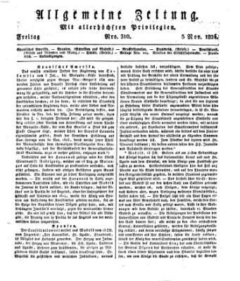 Allgemeine Zeitung Freitag 5. November 1824