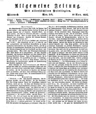 Allgemeine Zeitung Mittwoch 10. November 1824