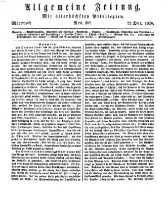 Allgemeine Zeitung Mittwoch 22. Dezember 1824