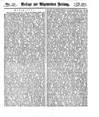 Allgemeine Zeitung Samstag 2. Oktober 1824