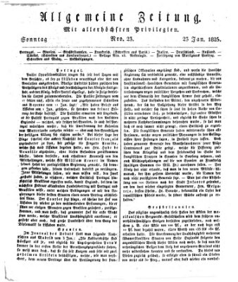 Allgemeine Zeitung Sonntag 23. Januar 1825