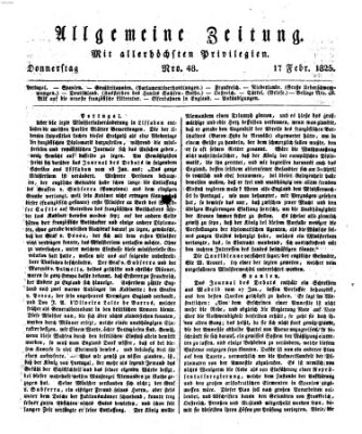 Allgemeine Zeitung Donnerstag 17. Februar 1825