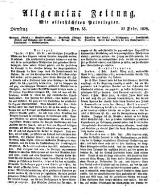 Allgemeine Zeitung Dienstag 22. Februar 1825