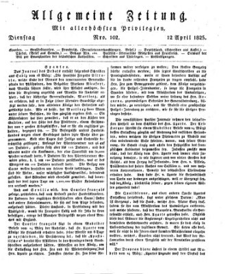 Allgemeine Zeitung Dienstag 12. April 1825